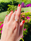 rose quartz gold plated ring on hand