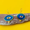 Evil Eye Glass Gold Plated Silver Dangle Earrings