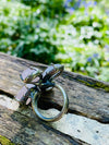 Four Clover Rose Quartz Silver Adjustable Ring backside
