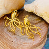 Over Dramatic Genius Octopus Silver Gold Plated Stud Earrings