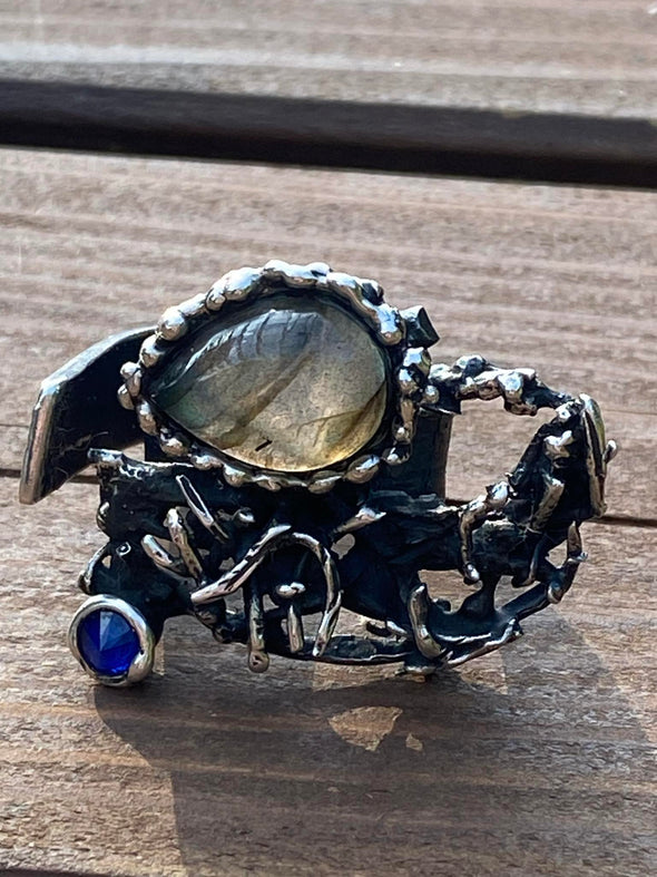 Third Eye Opener Labradorite Silver Adjustable Ring 1