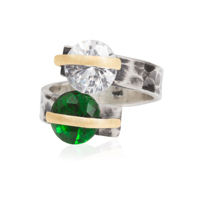 alter-ego-twin-white-green-crystals-adjustable-silver-ring