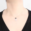Black and White Purr Meow Silver Cat Necklace-1