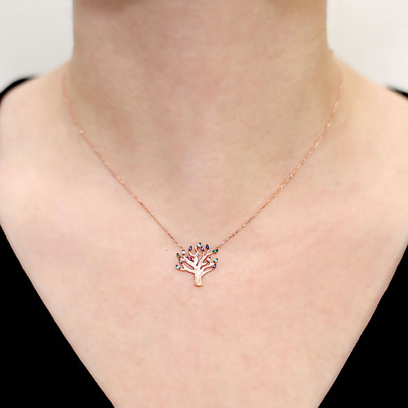 blossoming-into-spring-with-colourful-leaves-rose-gold-plated-silver-tree-necklace-1