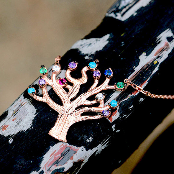 blossoming-into-spring-with-colourful-leaves-rose-gold-plated-silver-tree-necklace-2