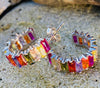 Colourful Dream Catcher Silver Hoop Earrings-2