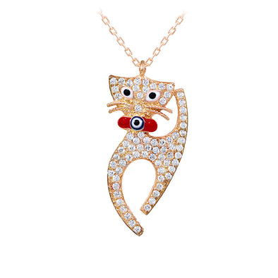 eye-blinding-sparkly-purr-cat-rose-gold-plated-silver-necklace