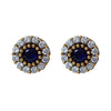 Heavenly Blue Morning Glory Crystal Halo Silver Stud Earrings