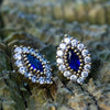 Marquise Lover Sapphire Blue Silver Stud Earrings-2
