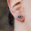 Marquise Lover Sapphire Blue Silver Stud Earrings-model