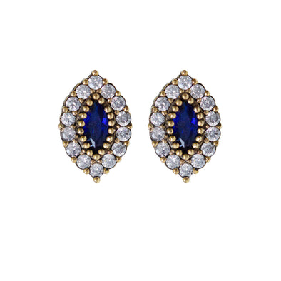 MarquiseLoverSapphireBlueSilverStudEarrings