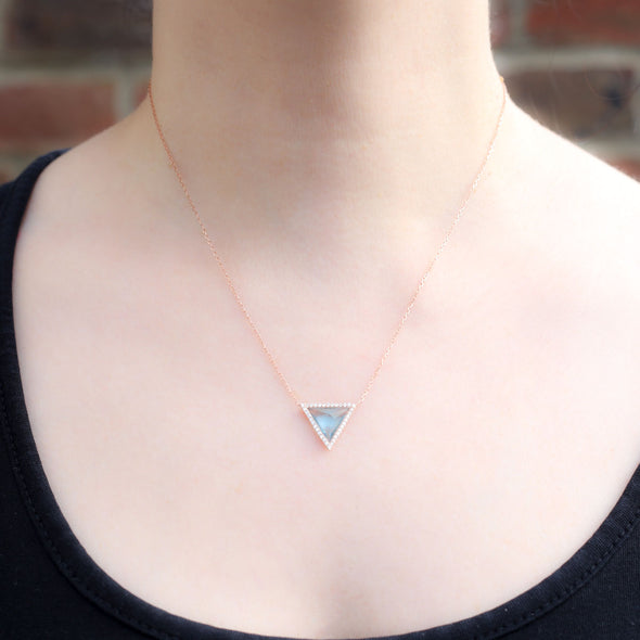 Maslow’s Pyramid of Needs Rose Plated Sky Blue Silver Necklace