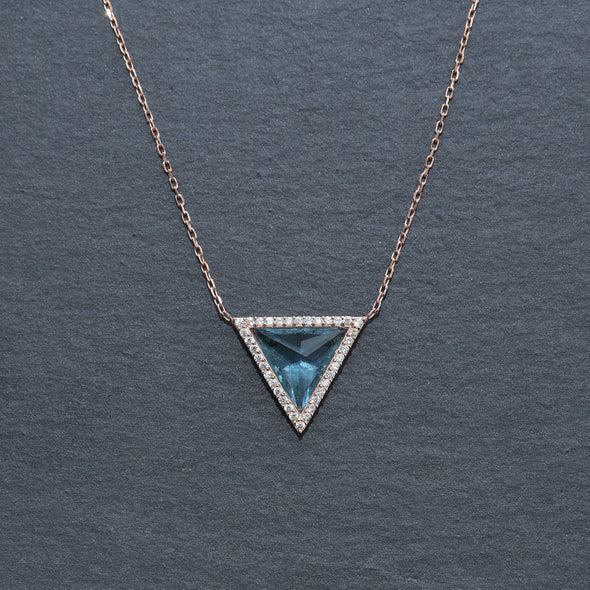 Maslow’s Pyramid of Needs Rose Plated Sky Blue Silver Necklace