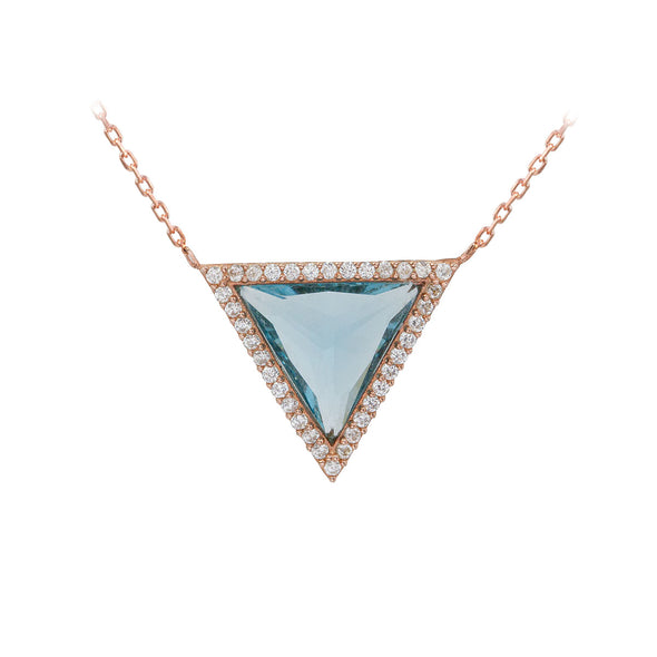 Maslow’s Pyramid of Needs Rose Plated Sky Blue Silver Necklace