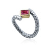 princess-cut-gravity-defyer-floating-red-stone-twisted-band-silver-ring