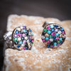 Glorious Rainbow Circle Silver Stud Earrings