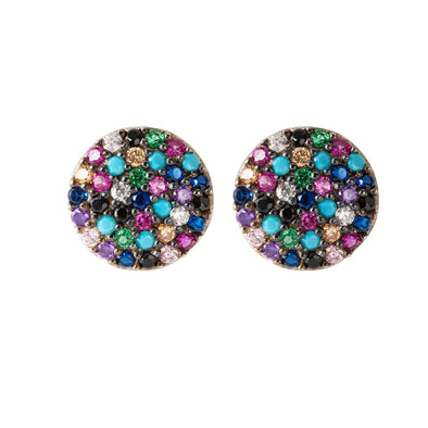 Glorious Rainbow Circle Silver Stud Earrings