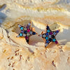 Rainbow Star of My Eye Rose Gold Plated Silver Stud Earrings-1