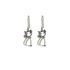smelly-sleepy-swinging-cat-silver-dangly-earrings
