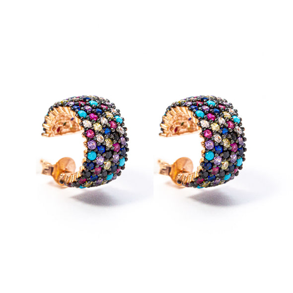 Step Up and Step Forward Rose Gold Plated Silver Rainbow Hoop Earrings