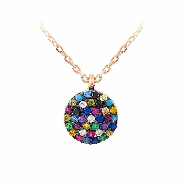 the-full-small-circle-rainbow-rose-gold-plated-silver-necklace
