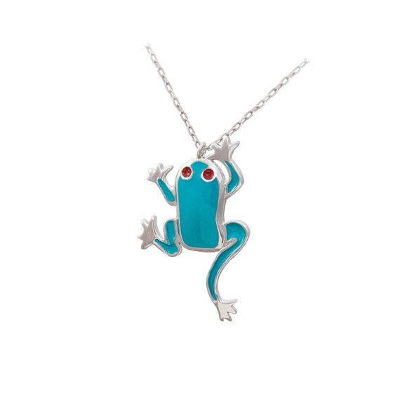 Turquoise Comedian Frog Silver Necklace