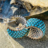 Whoop Whoop Turquoise Hoop Silver Hoop Earrings-2