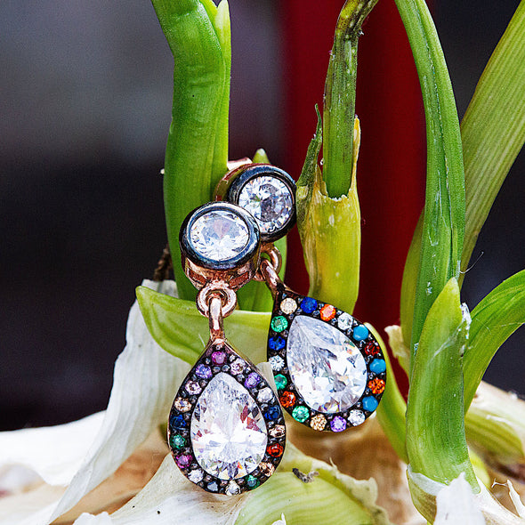 delicious-rainbow-pear-rose-gold-plated-dangly-silver-earrings-3