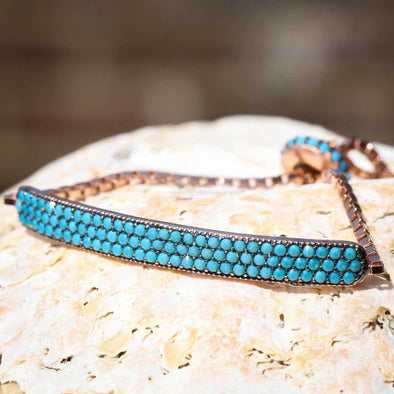 keep-calm-and-wear-turquoise-rose-gold-plated-silver-bracelet