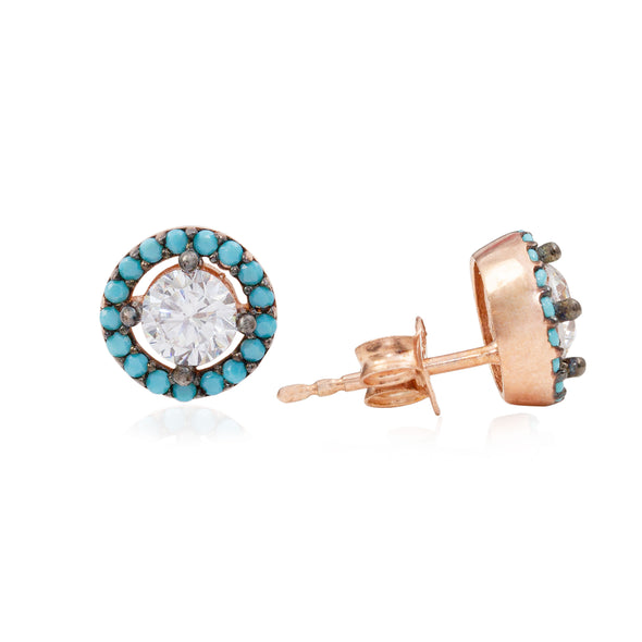 turquoise-hula-hoop-rose-gold-plated-silver-stud-earrings